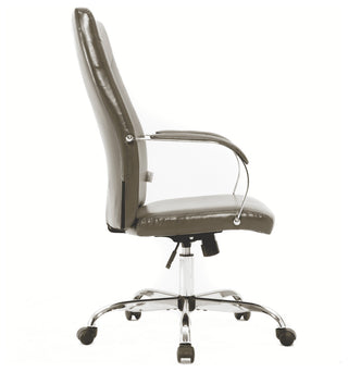 LeisureMod Sonora High-Back Adjustable Leather Conference Chair, Olive Green