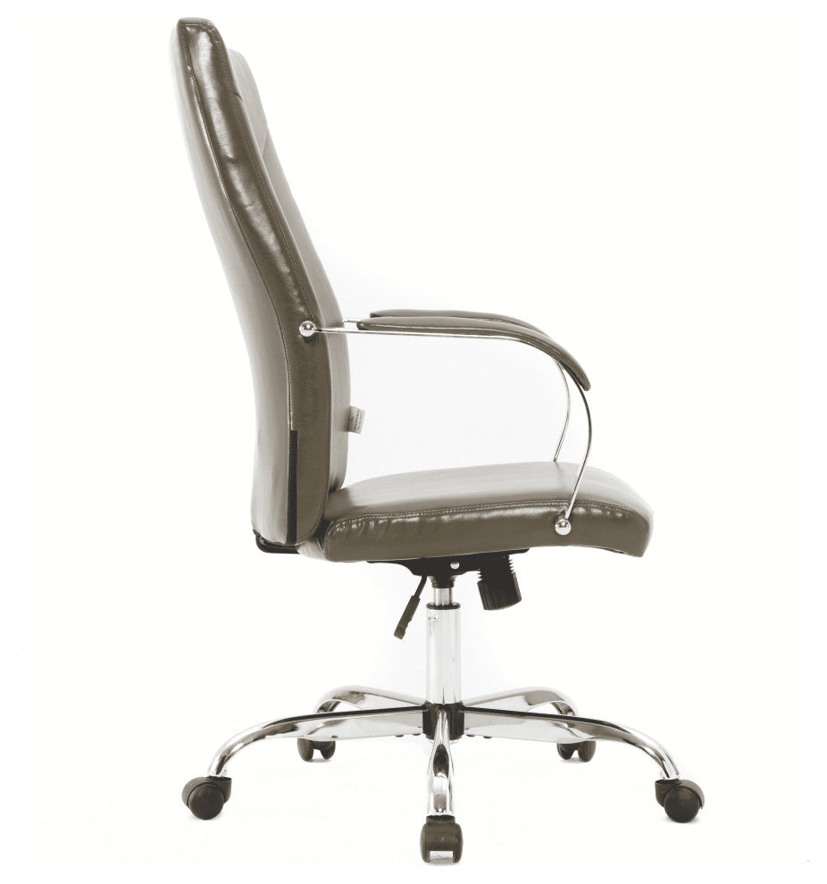 LeisureMod Sonora High-Back Adjustable Leather Conference Chair, Olive Green