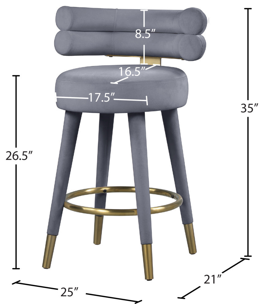 Fitzroy Velvet Upholstered Counter Height Stool (Set of 2)