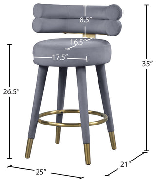 Fitzroy Velvet Upholstered Counter Height Stool (Set of 2)