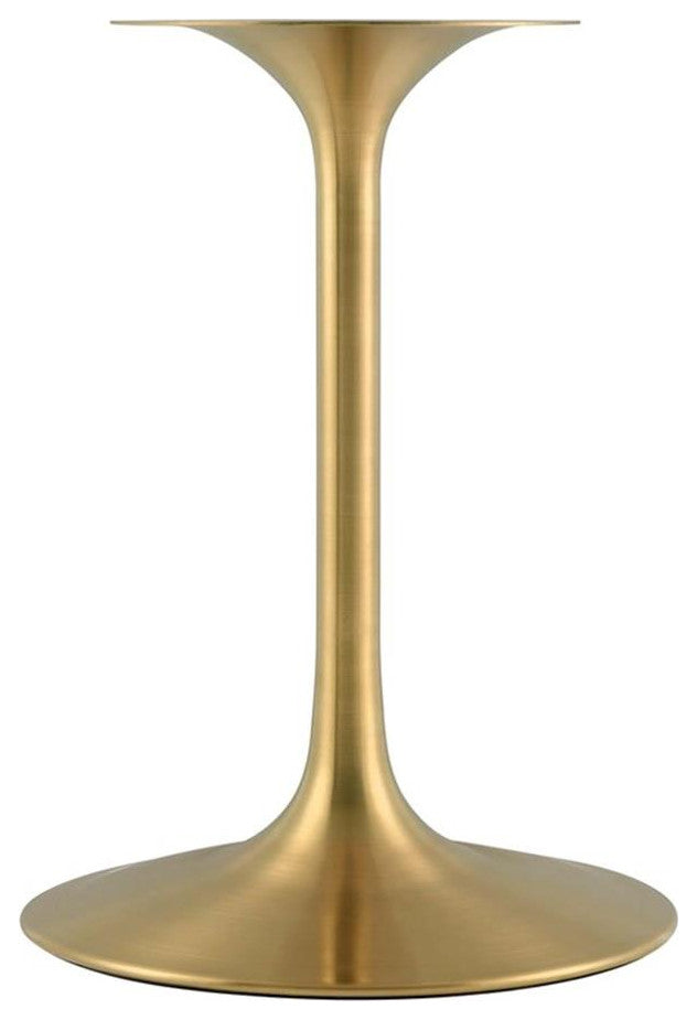 Modway Lippa 36" Round Faux Marble & Metal Dining Table in Gold and White