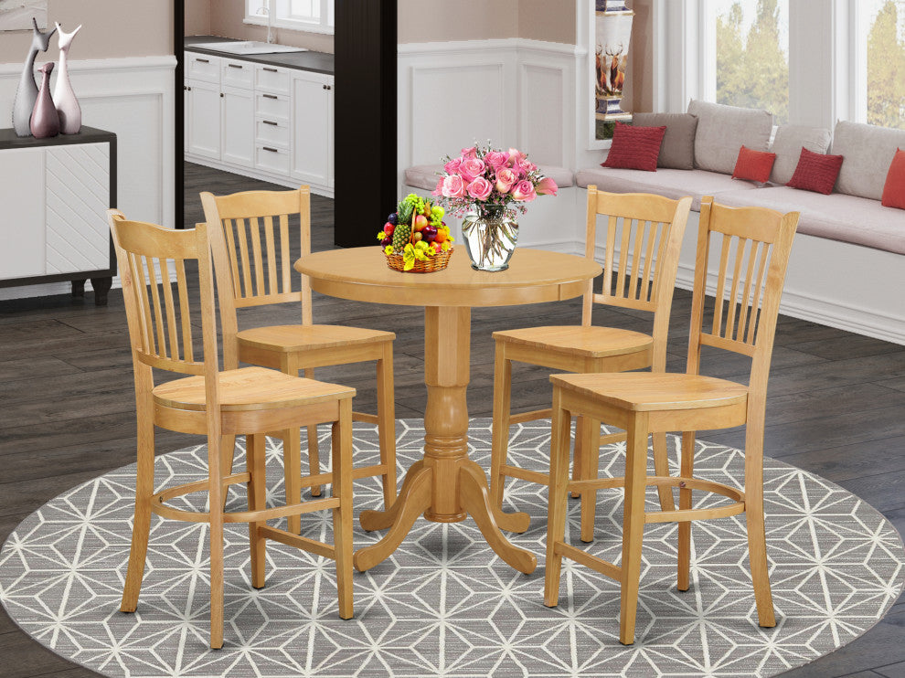 5 Pc Counter Height Pub Set - Kitchen Table And 4 Bar Stools