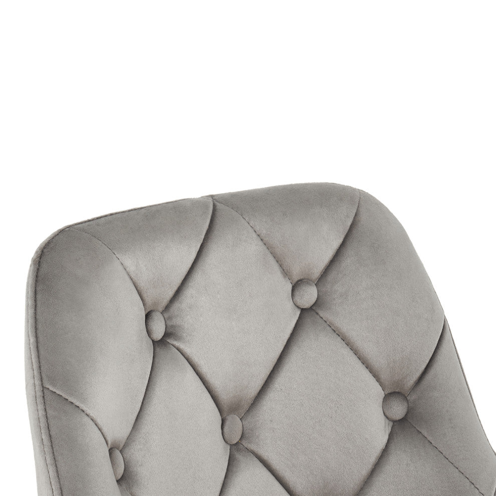Gray Tufted Velvet Swivel Adjustable Height Office Desk Chair