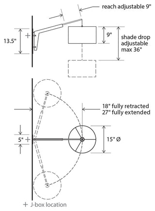 Talea 1-Light Articulate Wall Sconce, Dark Walnut/Burlap Shade, Aluminum Backplate