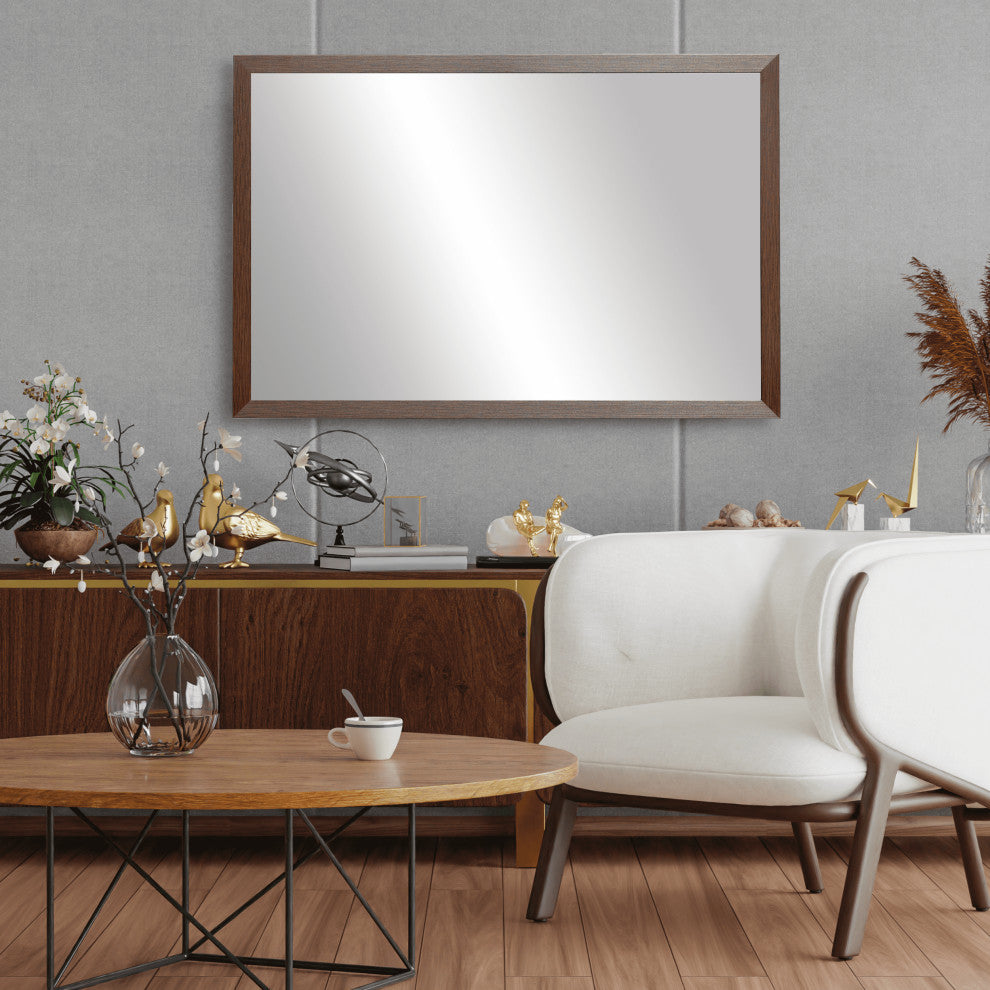 Ellis Framed Wall Mirror, Espresso Textured, 36"x36"