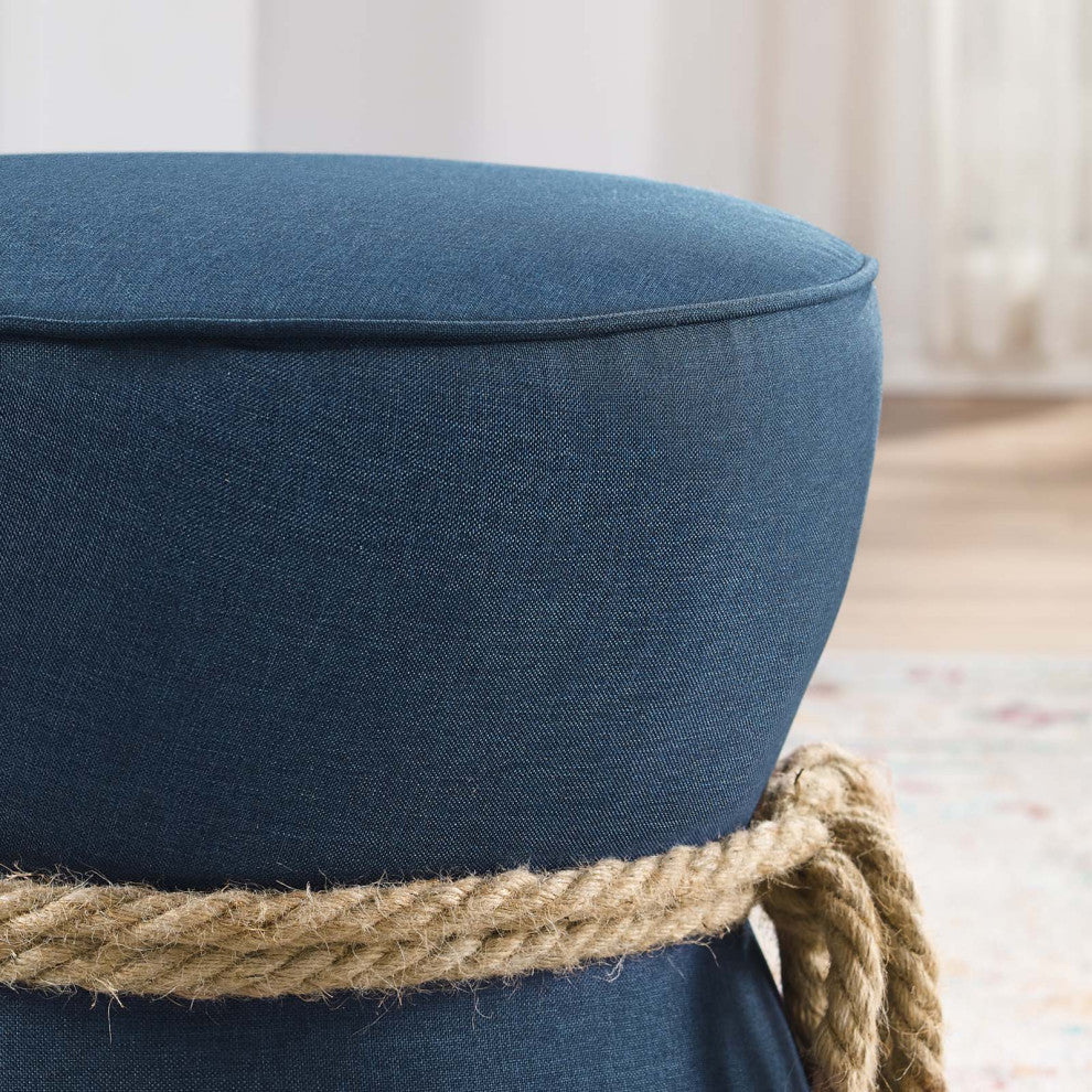 Modern Designer Living Lounge Club Lobby Accent Chair Ottoman, Fabric, Blue
