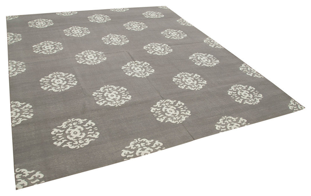 Rug N Carpet - Handmade Wool 8' 0'' x 9' 6'' Geometric Dhurrie Kilim Rug