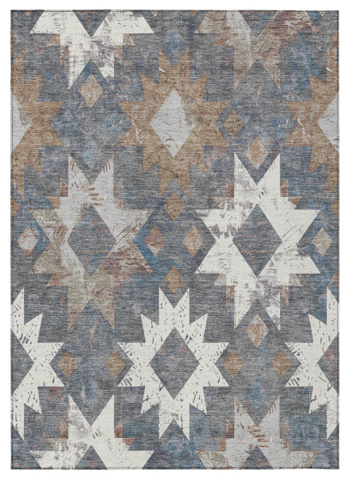 Machine Washable Indoor/Outdoor Chantille ACN1879 Gray 10' x 14' Rug