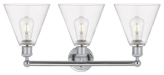 Berkshire 3-Light 26" Bath Vanity Light, Polished Chrome Finish, Clear Shade
