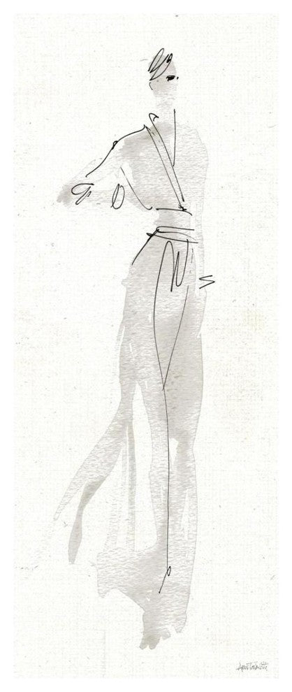 "La Fashion IV Gray" Digital Paper Print by Anne Tavoletti, 14"x32"