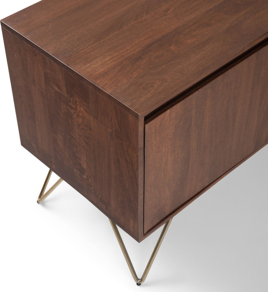 Hunter Solid Mango Wood TV Media Stand For TVs up to 65", Umber Brown Stain