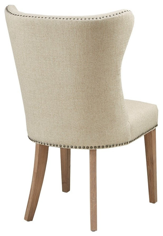Madison Park Skylar Curved Wing Nailhead Side Dining Chair, Cream, Set of 2
