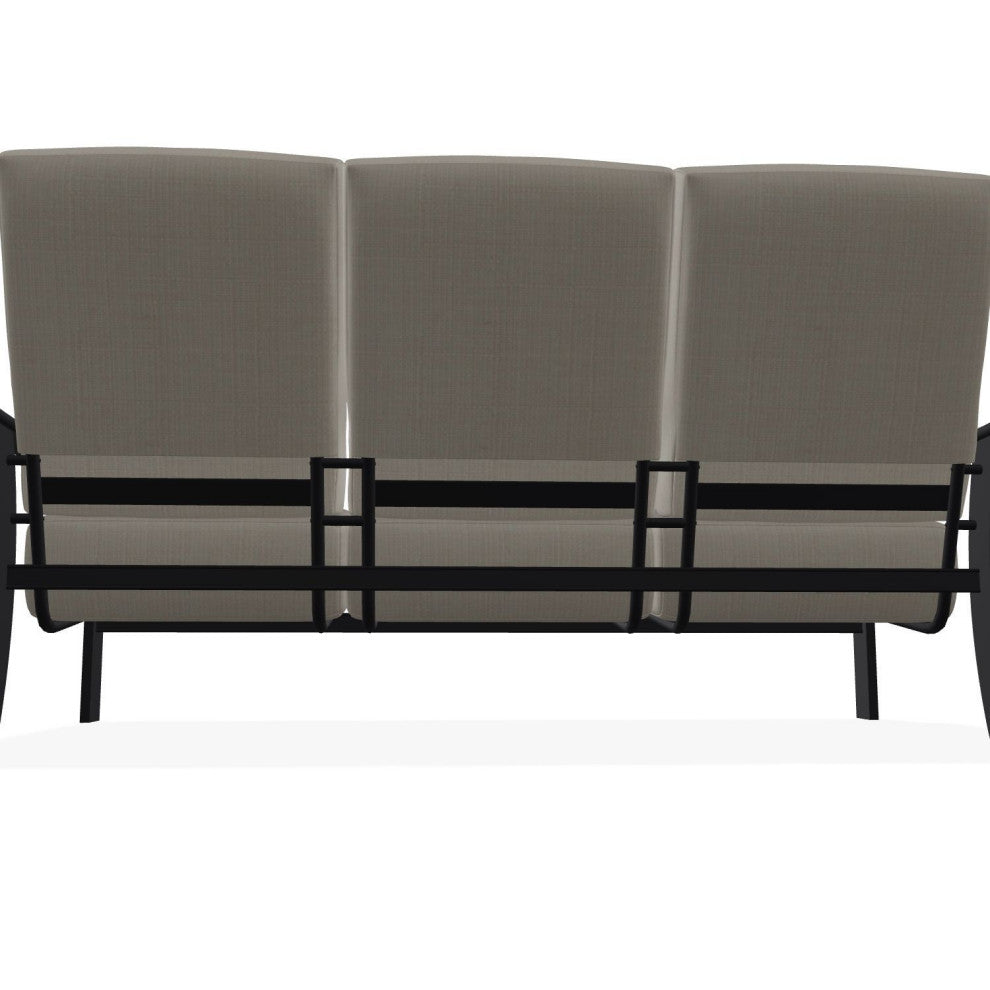 St. Catherine Deep Seat 3-Seat Outdoor Sofa, Stone Linen/Black