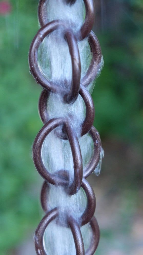 Double Loops Bronze Aluminum Rain Chain With Installation Kit, 15'