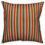 Stripes, Red Throw Pillow Cover, 16"x16"
