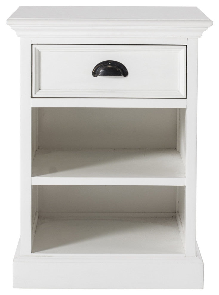 Classic White Nightstand With Shelves