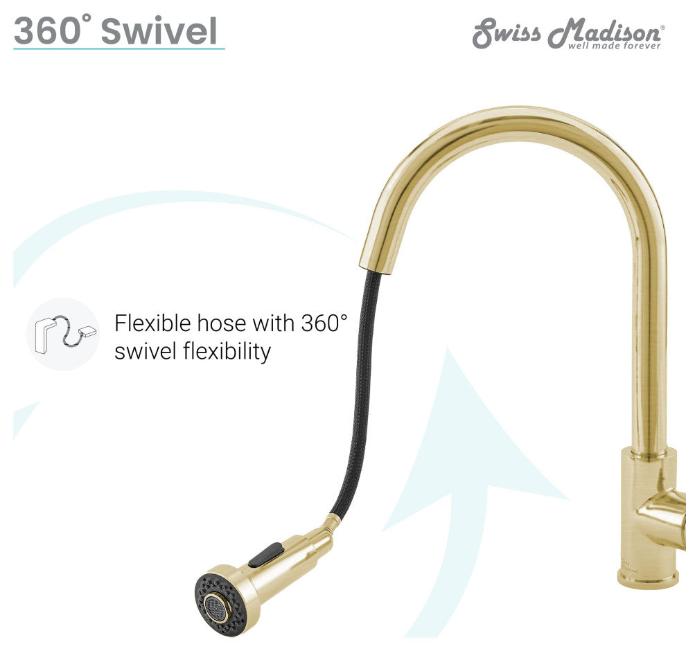 Nouvet Single Handle, Pull-Down Kitchen Faucet, Brushed Gold