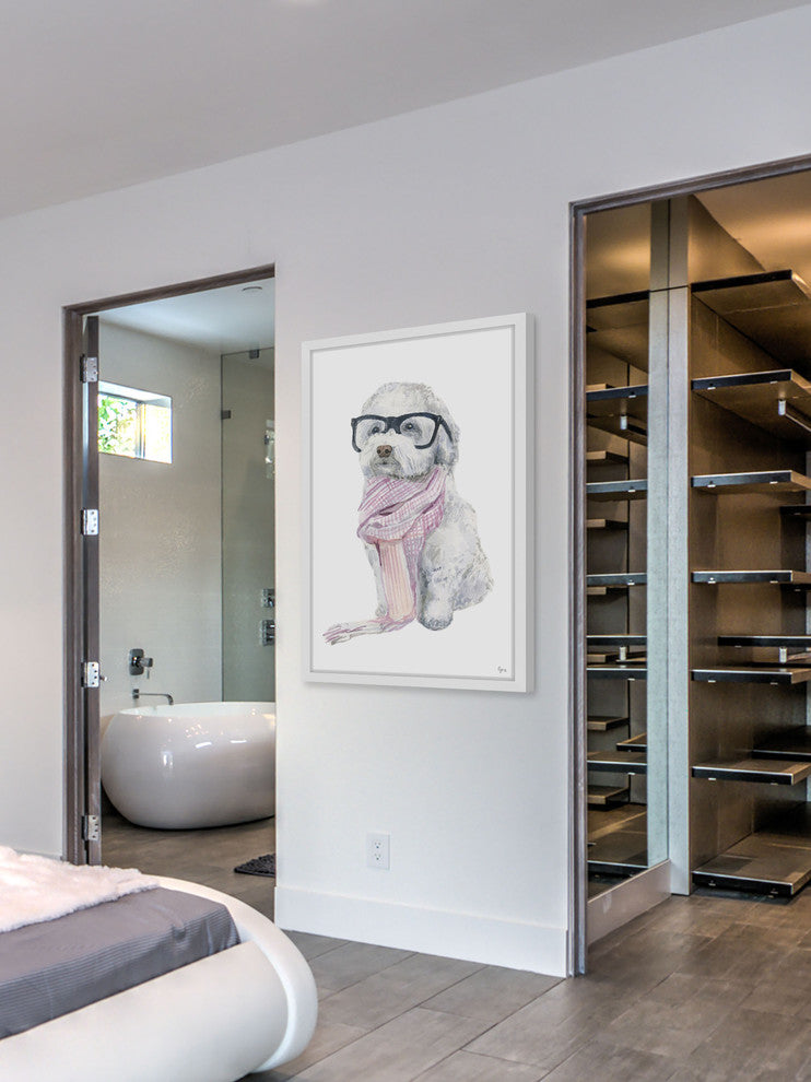 "Parisian Dog" Framed Painting Print, 12"x18"