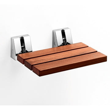 Scagni Wall Mounted Shower Seat, Teak Wood