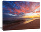 Colored Clouds in Beach at Sunset, Large Seashore Canvas Art Print, 60"x28"