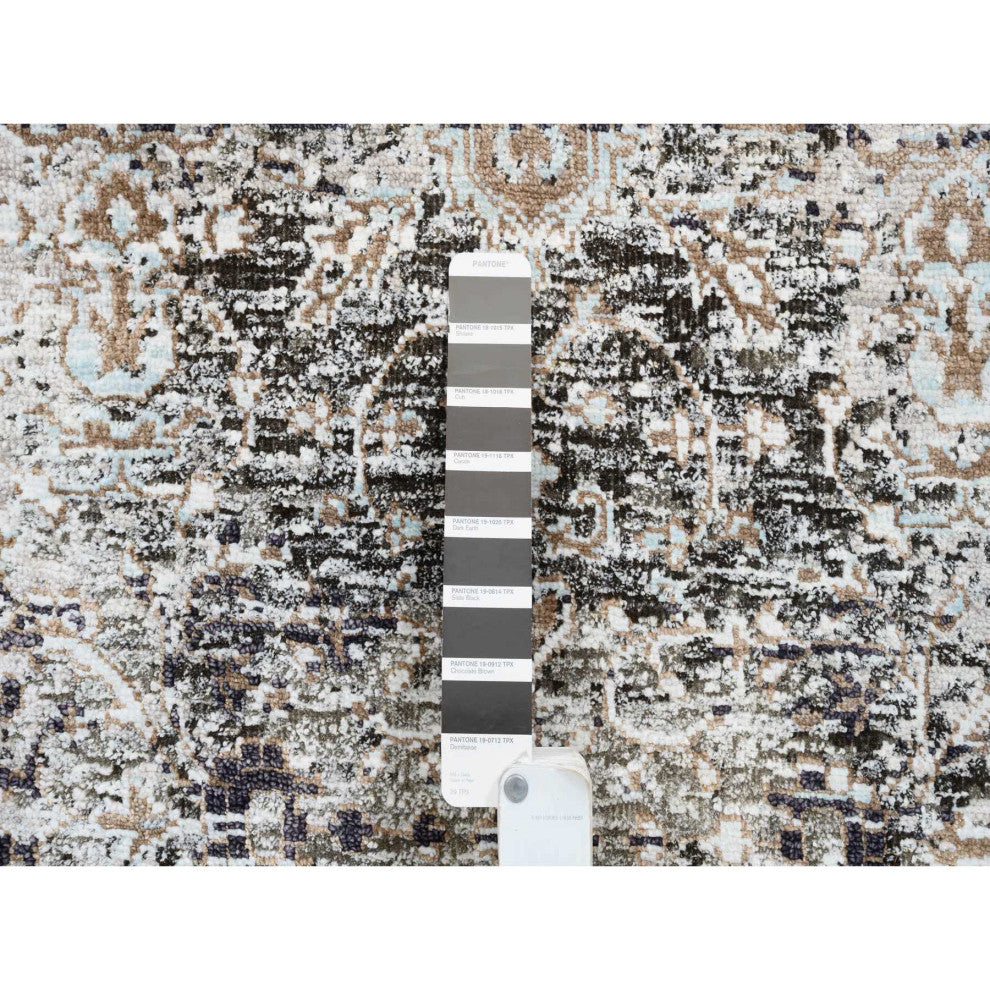 Gray, Hand Knotted Modern Persian Silk With Wool Mat Rug, 2'1"x3'0"
