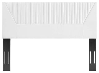 Patience Channel Tufted Performance Velvet Twin Headboard, White