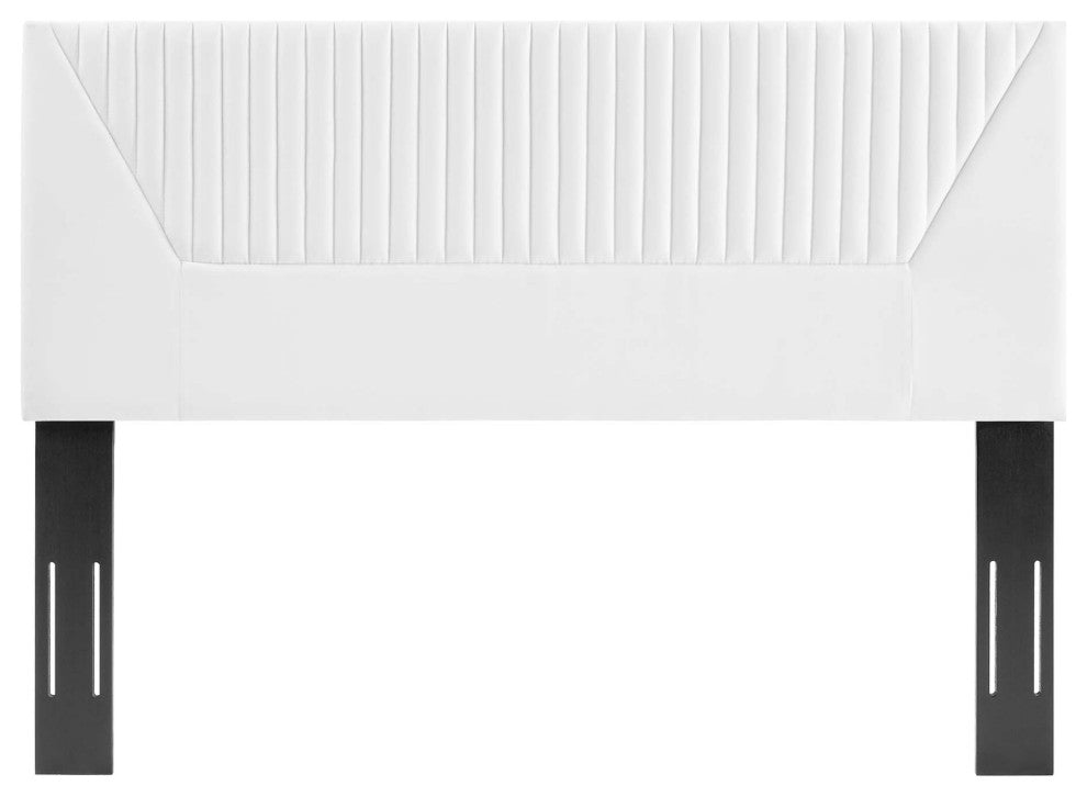 Patience Channel Tufted Performance Velvet Twin Headboard, White