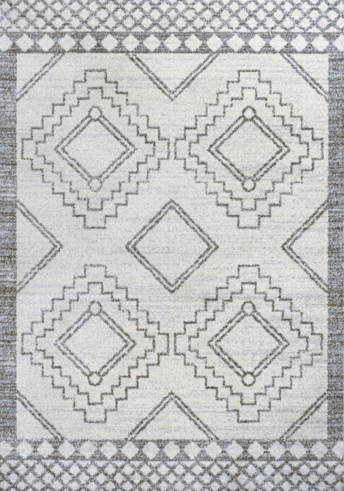 Amir Moroccan Beni Souk Rug, Cream/Gray, 2 Ft. X 20 Ft.