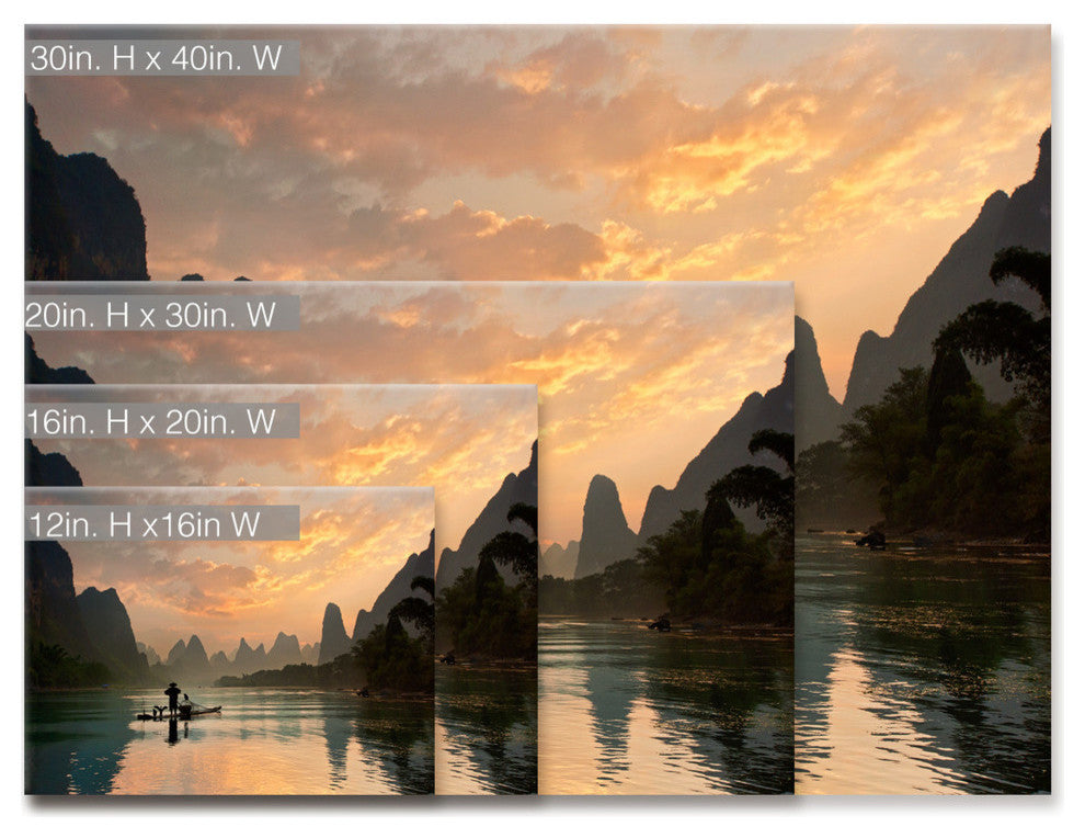 Ready2HangArt 'Golden Li River' Wrapped Canvas Wall Decor, 30"x20"