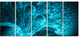 Magical Blue Psychedelic Forest, Abstract Canvas Art Print, 60"x28", 5 Panels