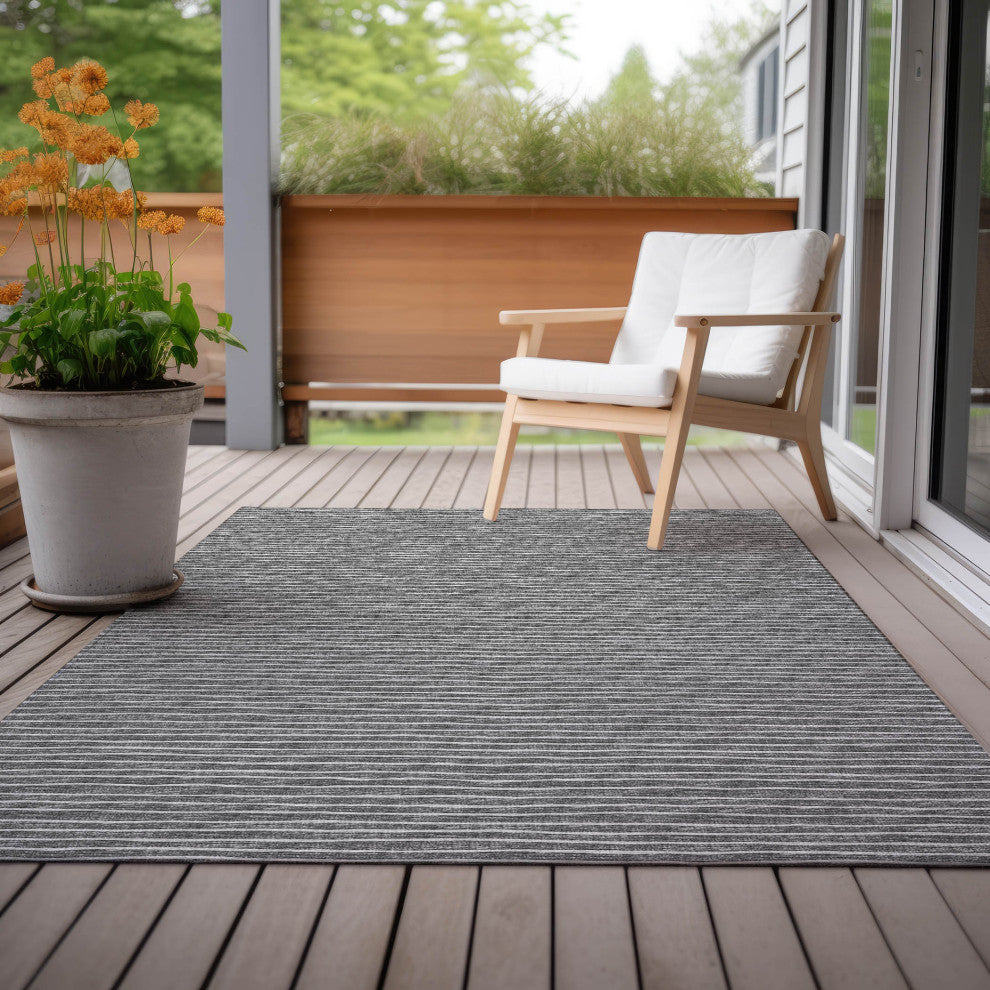 Indoor/Outdoor Laidley LA1 Grey Machine Washable 3' x 5' Rug