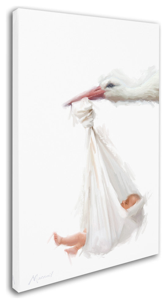 The Macneil Studio ''Stork and Baby'' Canvas Art, 12" x 19"