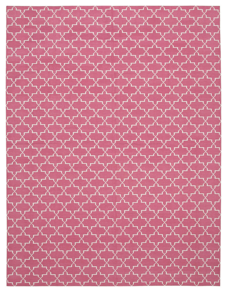 Rug N Carpet - Handmade Wool 9' 0'' x 11' 10'' Flatweave Dhurrie Kilim Rug