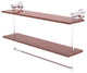 Carolina Crystal 22" Double Wood Vanity Shelf with Towel Bar, Satin Chrome