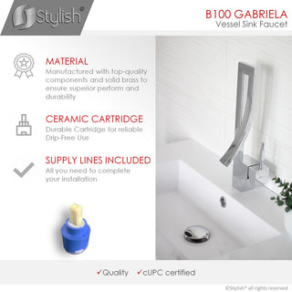 STYLISH Single Handle Vessel Sink Bathroom Faucet, Polished Chrome