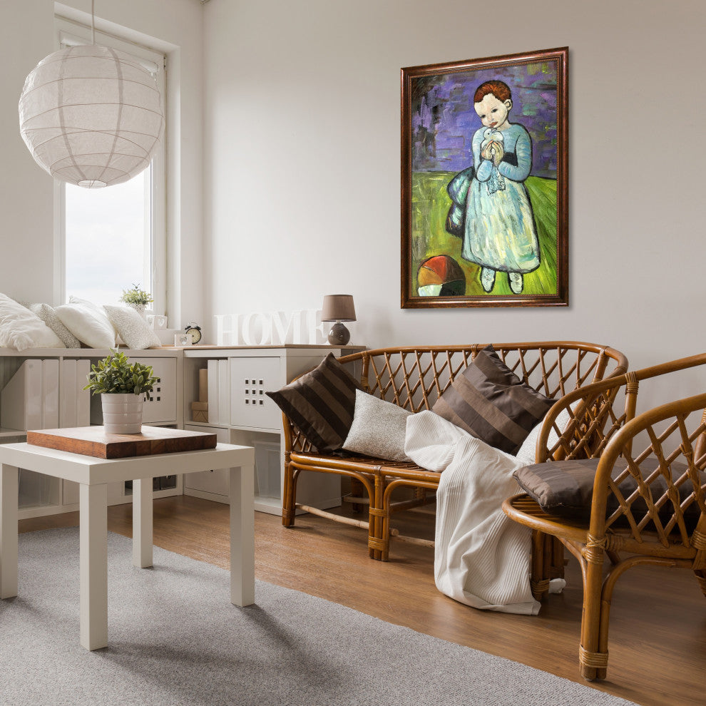 La Pastiche Child Holding a Dove with Verona Cafe Frame, 28" x 40"