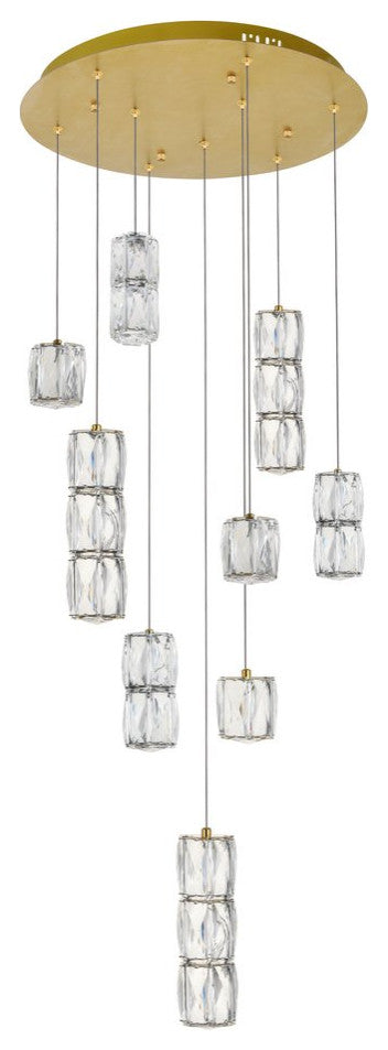Paris LED Light Gold Pendant Clear Royal Cut Crystal