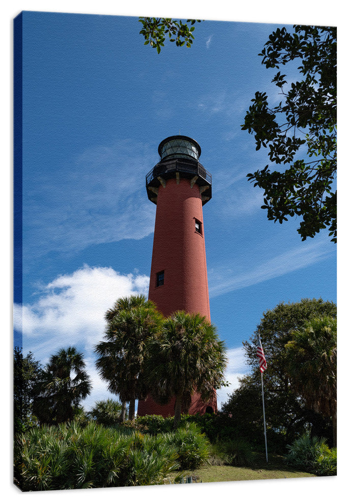 Jupiter Lighthouse 2 Color Coastal Landscape Canvas Wall Art Print, 12" X 16"