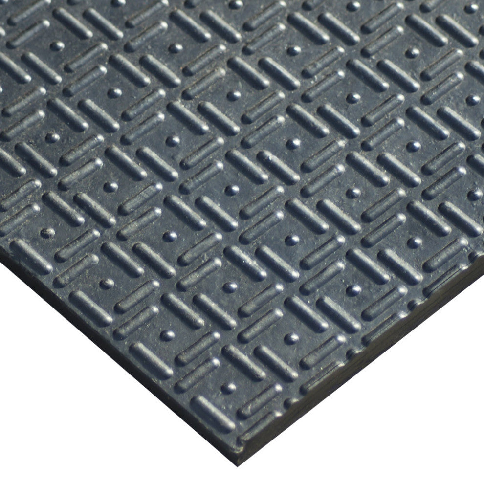 Rubber-Cal Shark Tooth II Heavy-Duty Rubber Mat - Black, 24 x 36 x 0.5 in.