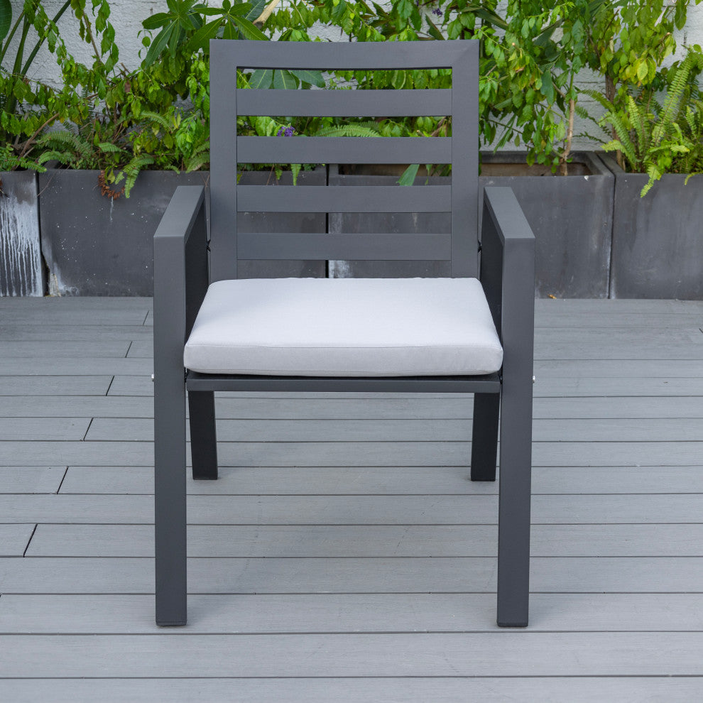 Chelsea Outdoor Dining Chair Aluminum Patio Armchair With Cushions Set of 4, Light Gray