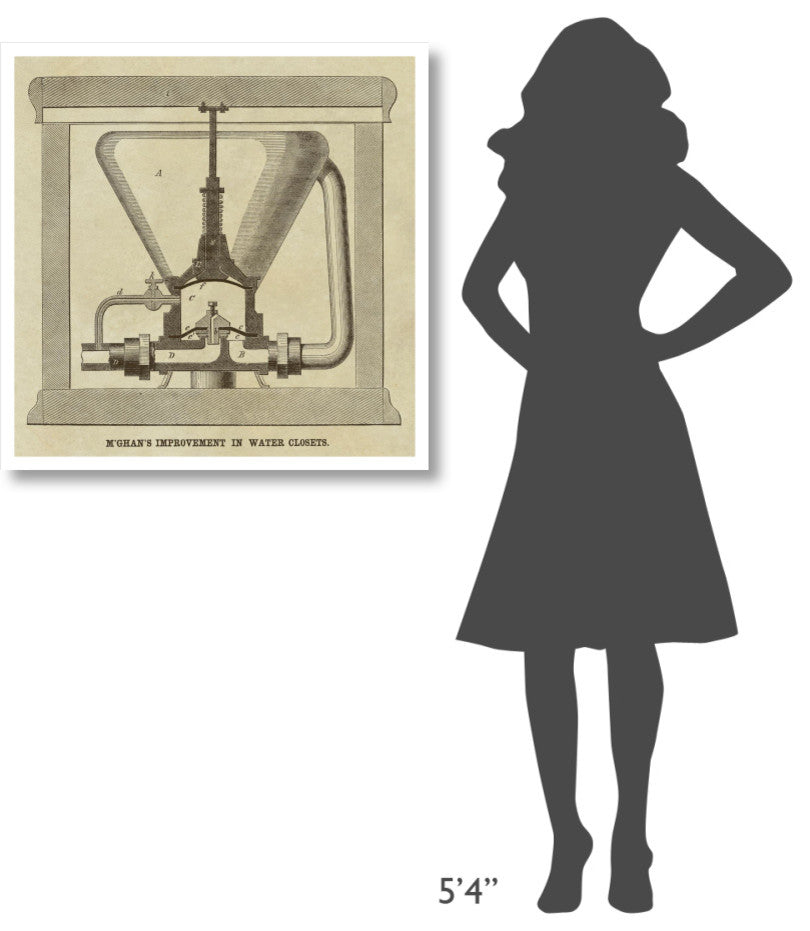 "M'Ghan's Improvement in Water Closets" Paper Print by Inventions, 32"x32"