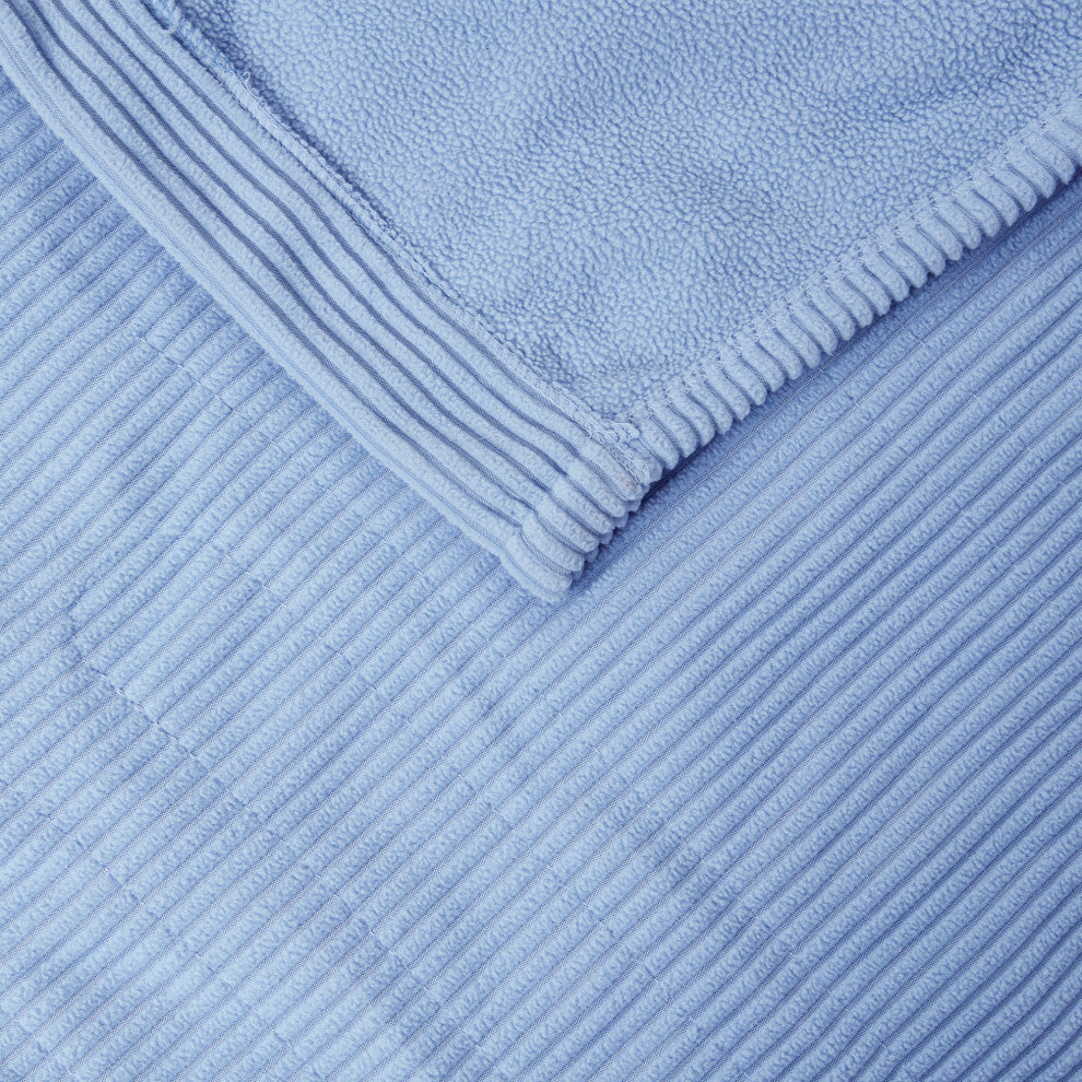Beautyrest Knitted Micro Fleece Solid Textured Heated Blanket, Blue, Queen