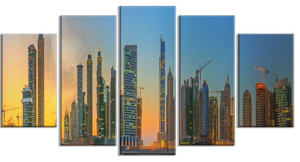 "Business Bay and Downtown Dubai" Canvas Print, 5 Panels