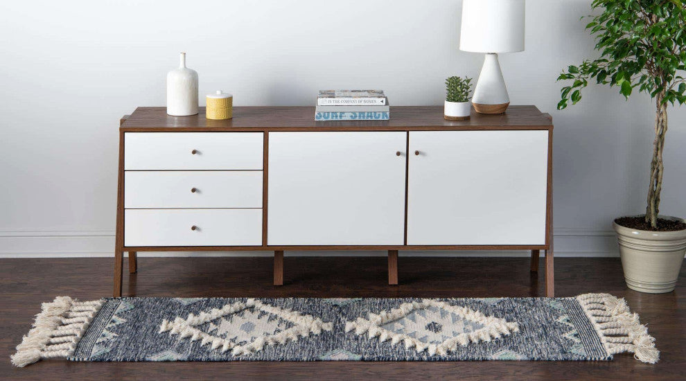 Unique Loom Ivory Mesa Area Rug, Navy Blue, 2'2x8'2, Runner