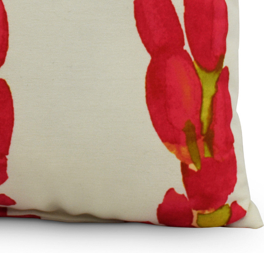 Sunset Tulip Stripe Decorative Floral Throw Pillow, Red, 16"