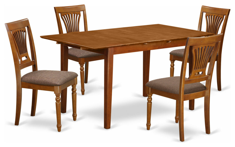 Pspl5-Sbr-C 5 Pc Kitchen Table Set Table With Leaf And 4 Dining Table Chairs