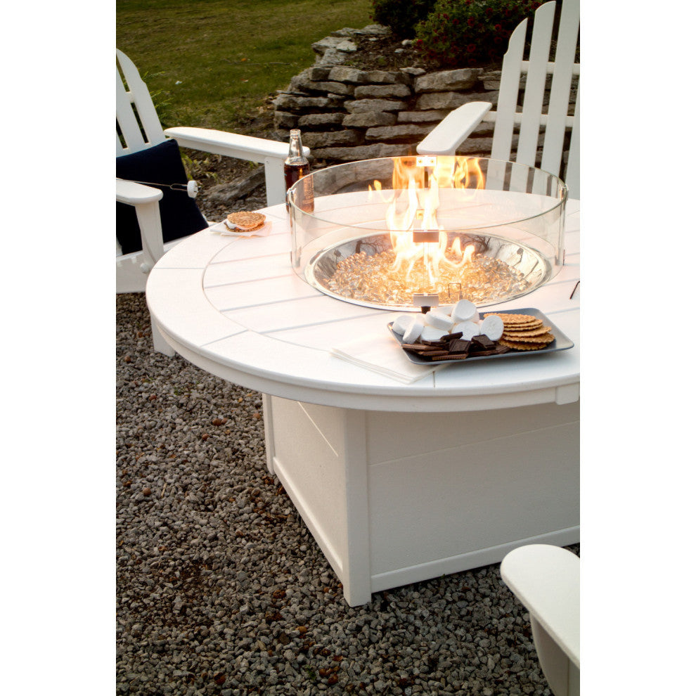 Folding Adirondack 6-Piece Conversation Fire Pit Table Set, White
