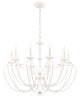Priscilla 36x28" 10 Light Chandelier, White, In White Pearl