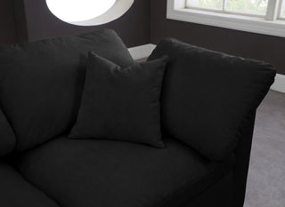 Plush Velvet / Down Standard Comfort 6-Piece U-Shaped Modular Sectional, Black