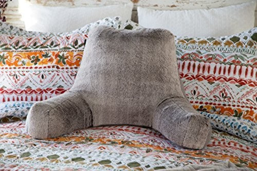 Faux Fur Reading Lounge Pillow, Grey Mink